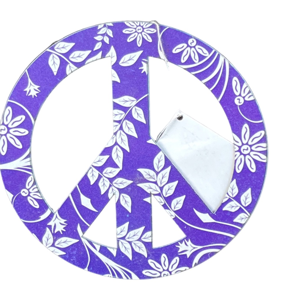 VINTAGE METAL PEACE SIGN SMALL PURPLE GRASSLANDS NEW.